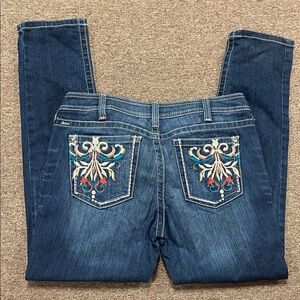 Ariat Women's Blue Skinny Jeans with Colorful Embroidery